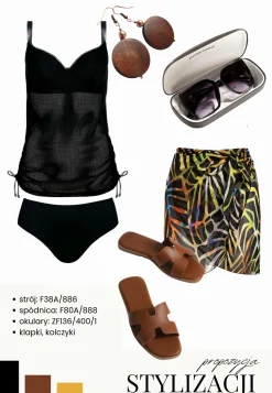 Tankini kąpielowe - ażurowa bluzka F38A/886 Set