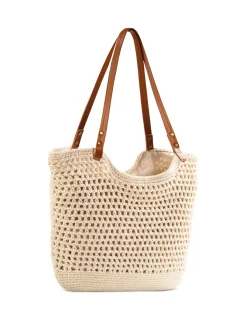 Torba plażowa na ramię shopperka F87/BAG56 ecru