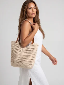 Torba plażowa na ramię shopperka F87/BAG56 ecru