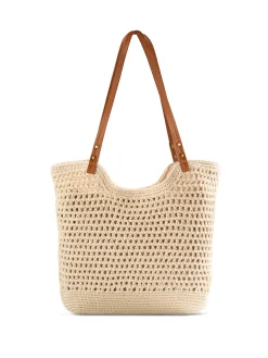 Torba plażowa na ramię shopperka F87/BAG56 ecru