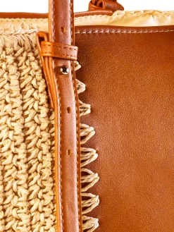 Torba pleciona na ramię - beżowa F87/BAG30