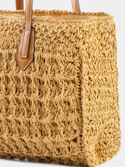 Torebka pleciona na ramię shopperka F87/BAG53 beż