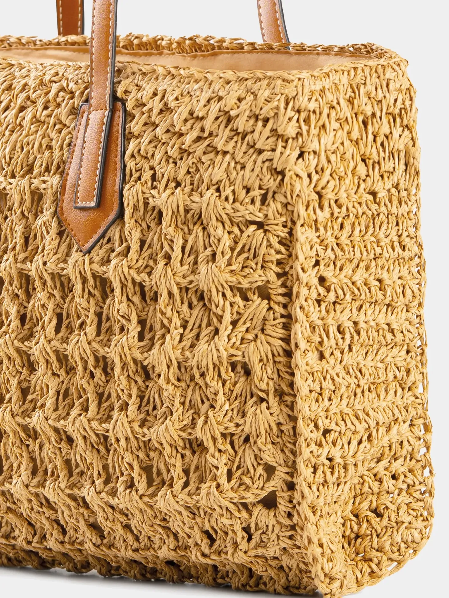 Torebka pleciona na ramię shopperka F87/BAG53 beż