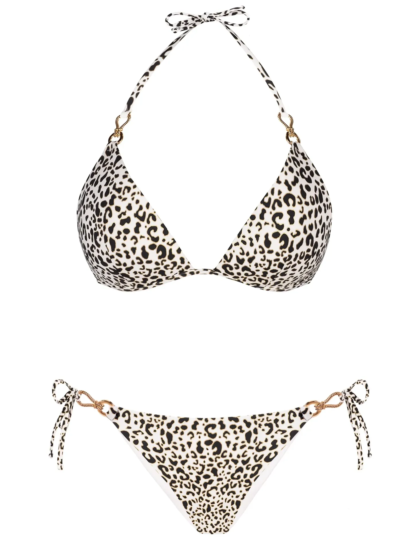 Trójkątne białe bikini w cętki FL17B/918 komplet