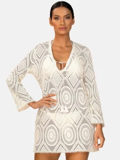 Tunika plażowa Boho z długim rękawem F235/641H