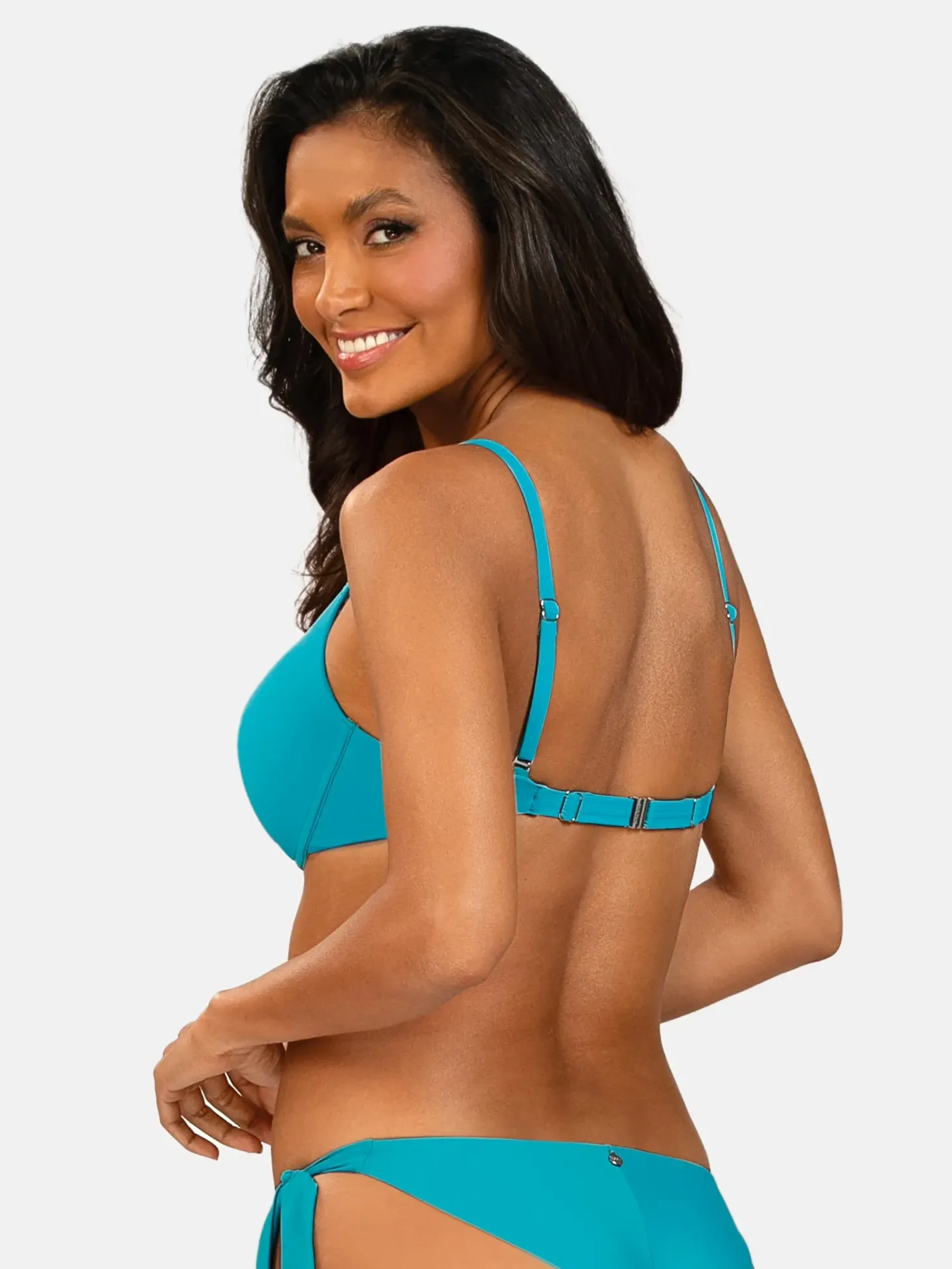 Turkusowa góra od bikini z efektem p-up FG228/844