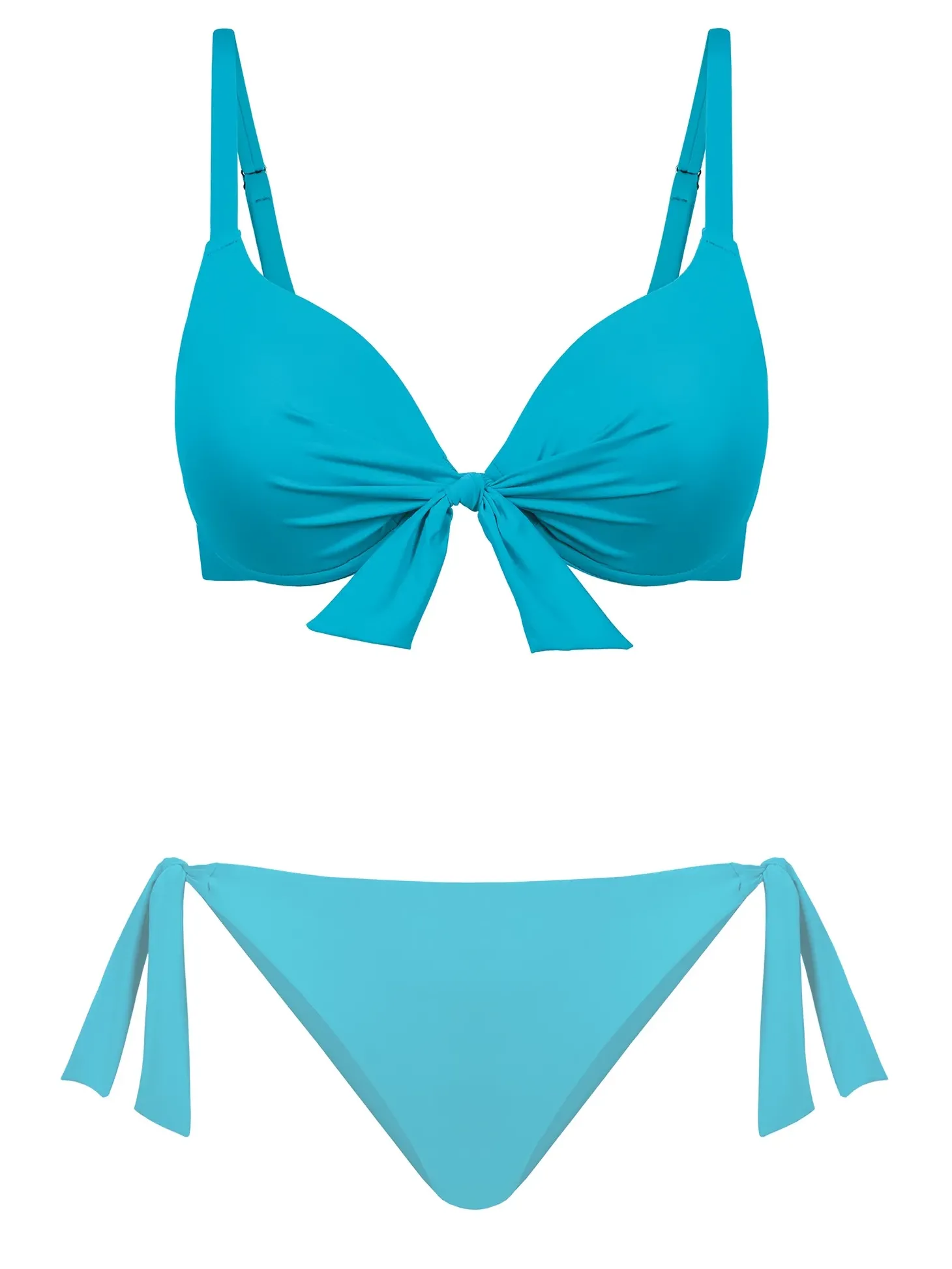 Turkusowa góra od bikini z efektem p-up FG228/844