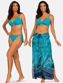 Turkusowa góra od bikini z efektem p-up FG228/844
