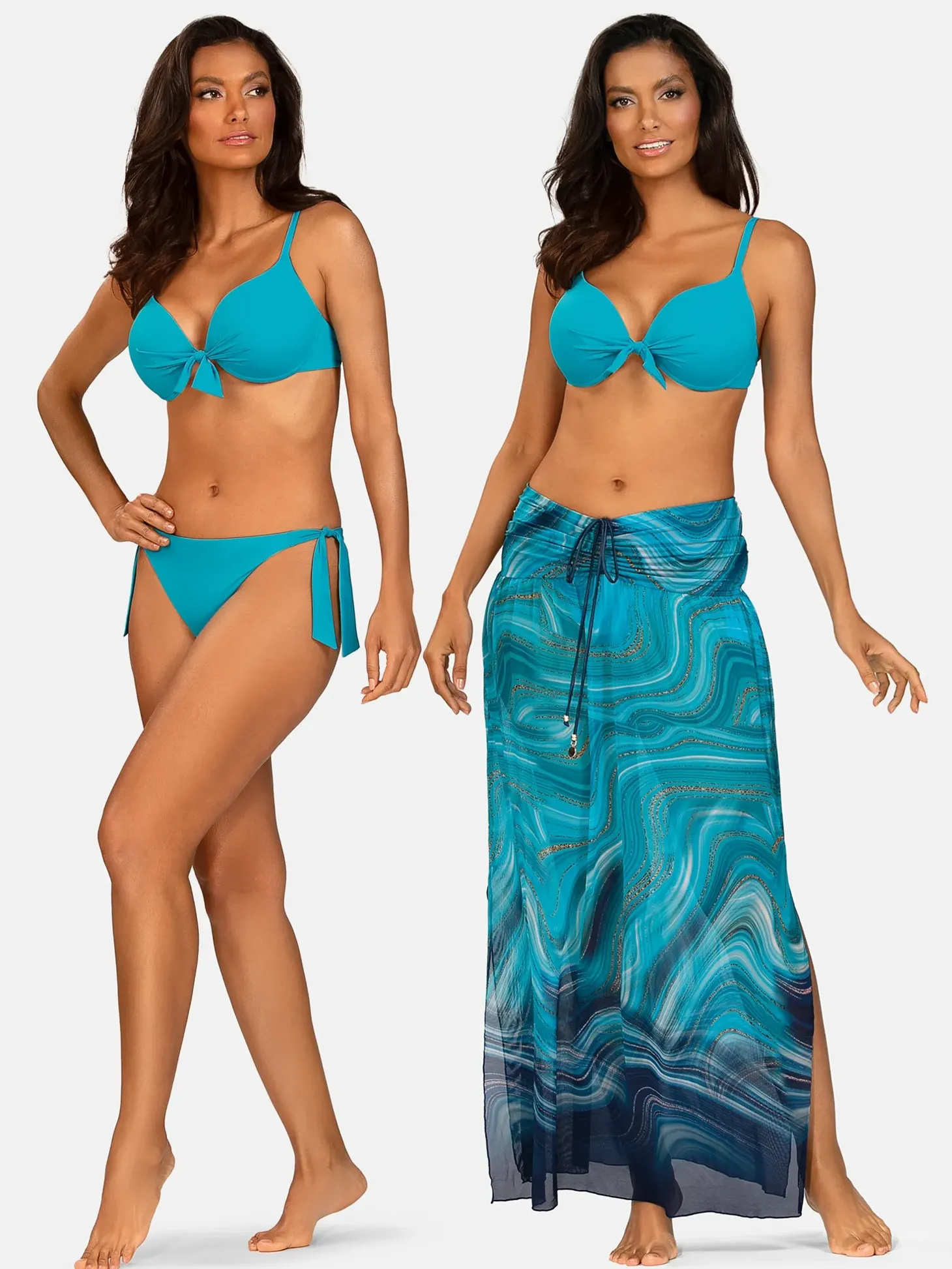 Turkusowa góra od bikini z efektem p-up FG228/844