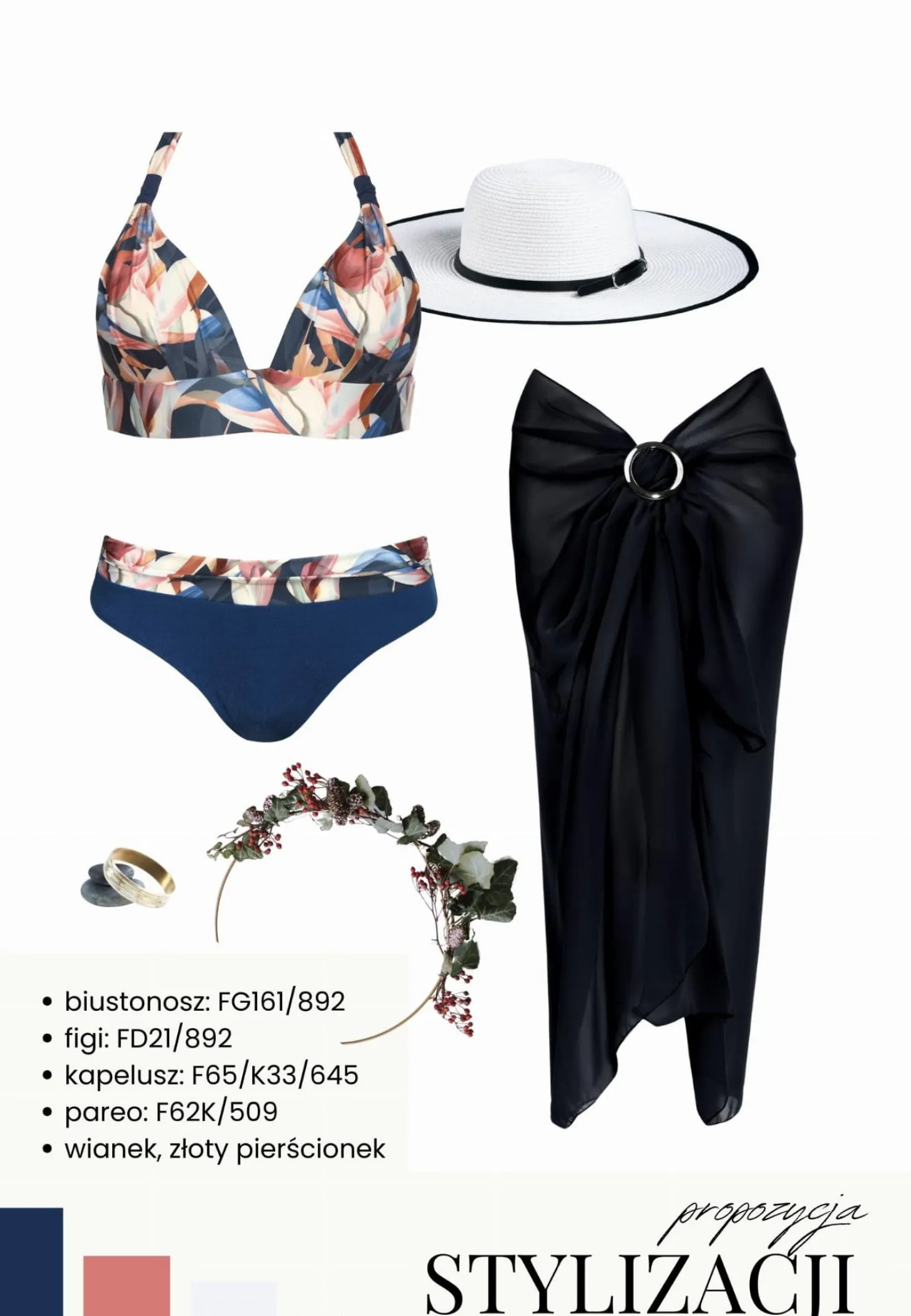 Wiązana góra bikini p-up FG161/892 kwiat Magnolii
