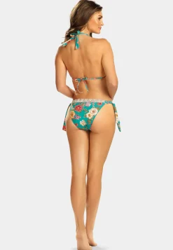 Wiązana góra bikini w kwiaty z koronką FG144C/882