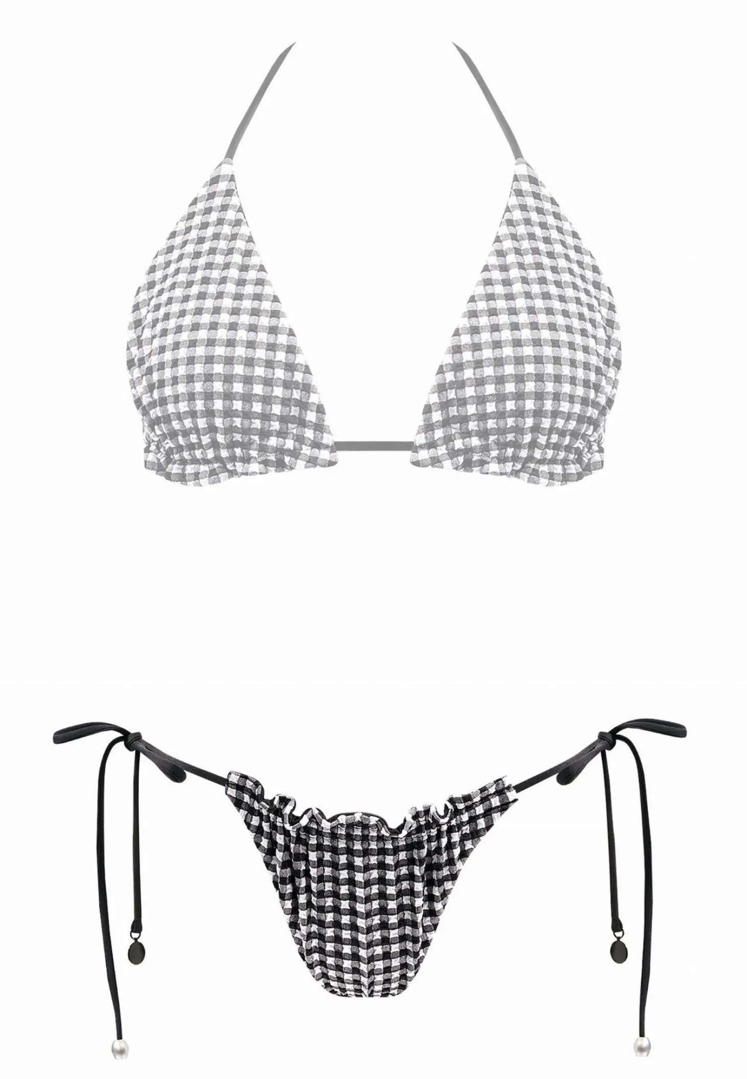 Wiązane figi bikini biało-czarna kratka FD144A/824