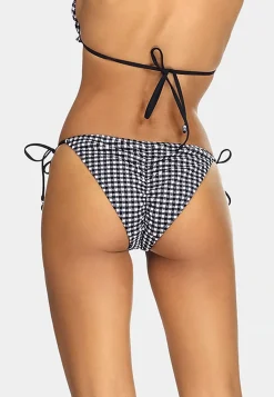 Wiązane figi bikini biało-czarna kratka FD144A/824