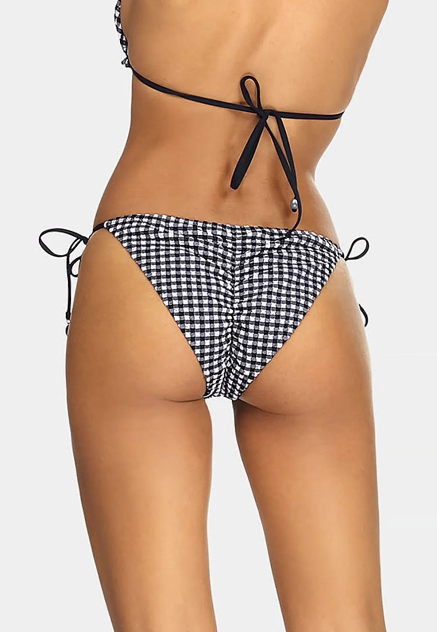 Wiązane figi bikini biało-czarna kratka FD144A/824