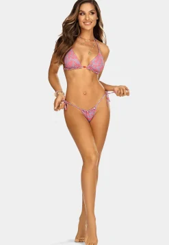 Wiązane figi bikini w neonowe kwiatki FD144A/829