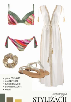 Wiązane figi kąpielowe print khaki&cherry FD17/880