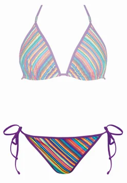 Wiązane figi od bikini kolorowe paski FD144/884