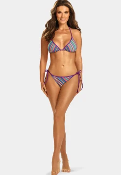 Wiązane figi od bikini kolorowe paski FD144/884