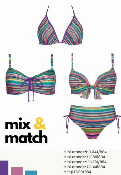 Wiązane figi od bikini kolorowe paski FD144/884