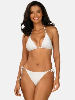 Wiązane kremowe bikini z haftem FL01D/641H komplet