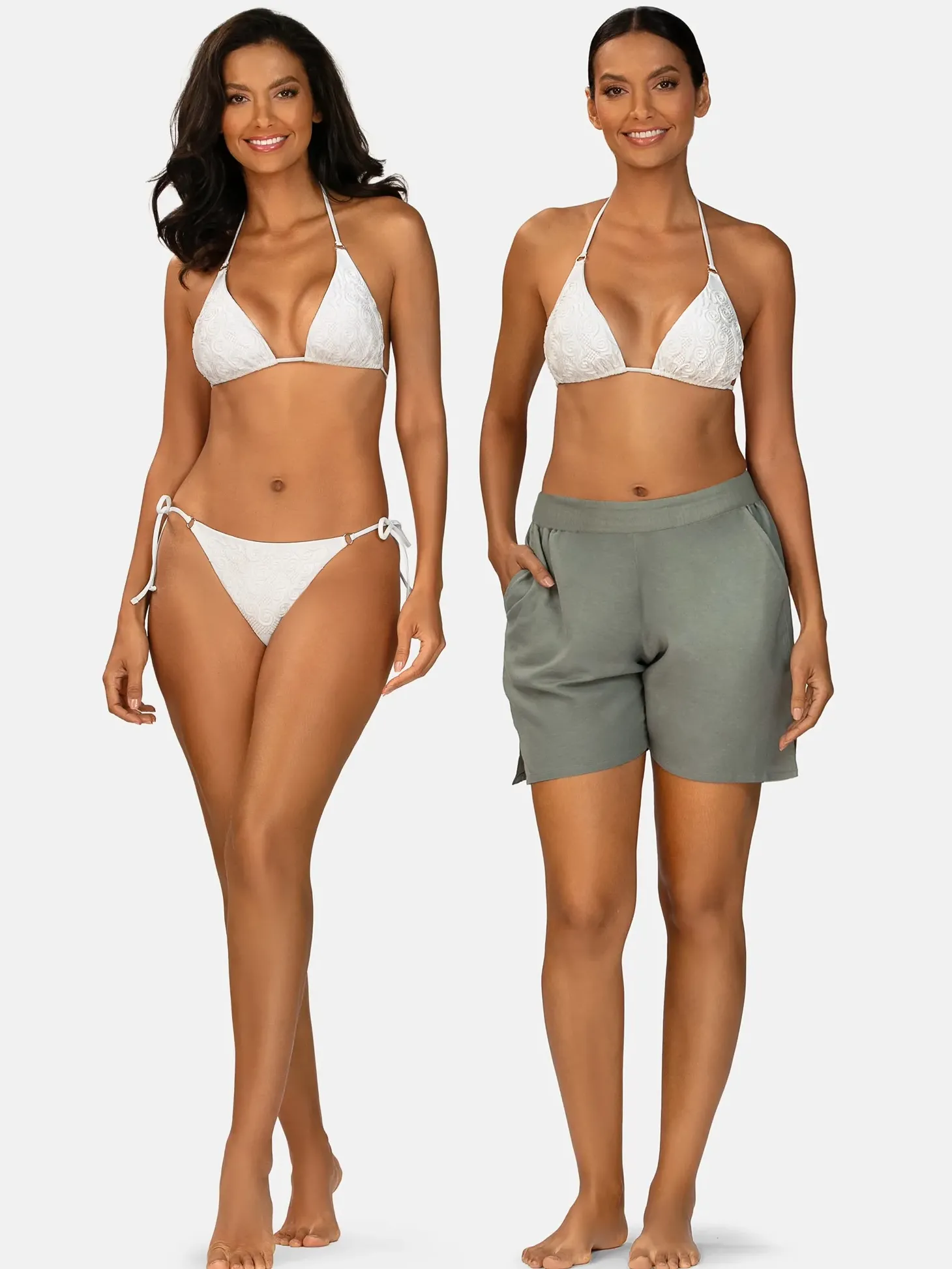 Wiązane kremowe bikini z haftem FL01D/641H komplet