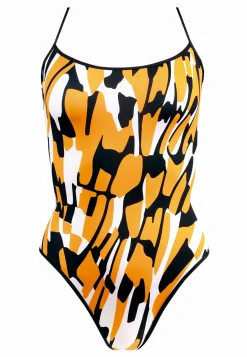 Wycięty kostium kąpielowy - Mango print F149/825