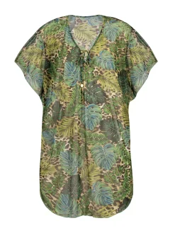 Wygodna tunika plażowa oversize F122A/908 khaki