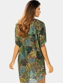 Wygodna tunika plażowa oversize F122A/908 khaki