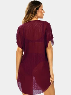 Wygodna tunika plażowa oversize F122A/910H bordo