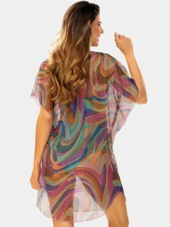 Wygodna tunika plażowa oversize F122A/912 Rainbow