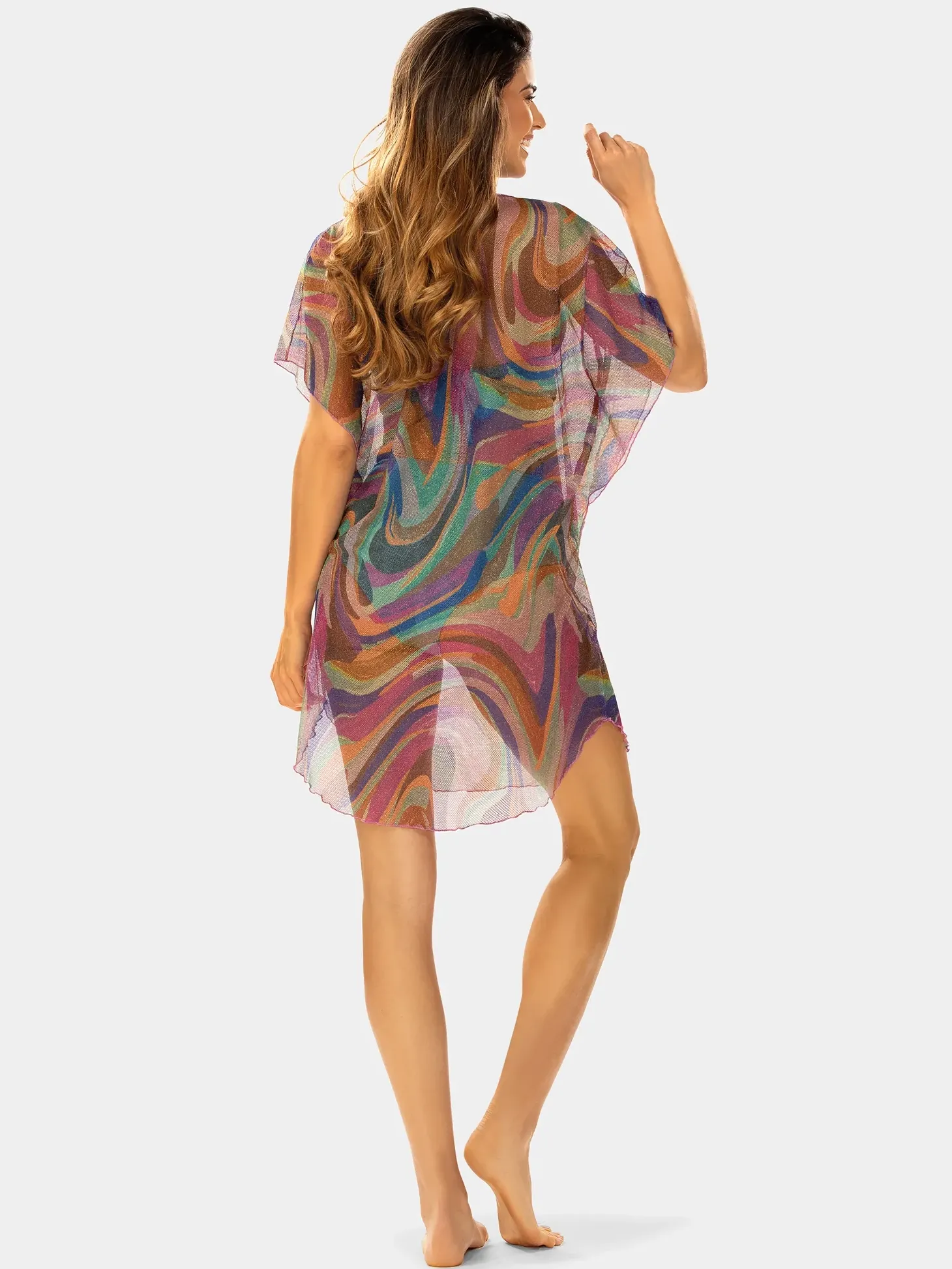 Wygodna tunika plażowa oversize F122A/912 Rainbow