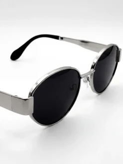 Zestaw | Czarne owalne okulary w stylu MARC silver
