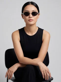 Zestaw | Czarne owalne okulary w stylu MARC silver