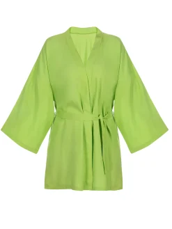 Zielone kimono wiskoza I Modny szlafrok plażowy